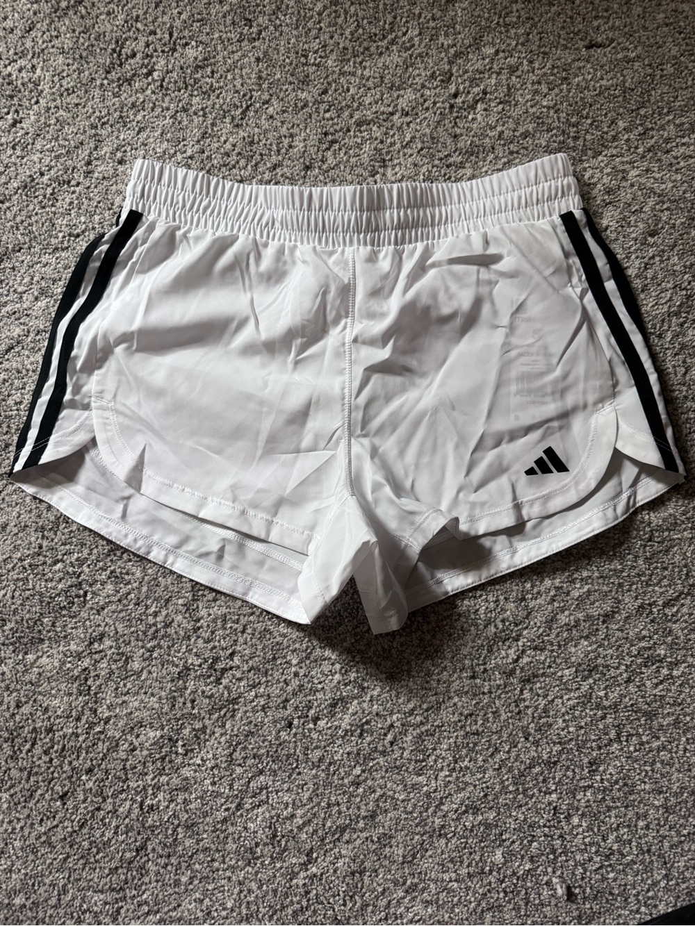 adidas White Athletic Shorts with Black Side Stripes